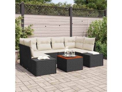 Sada zahradních pohovek 7 pcs Černá a bílá 3356577