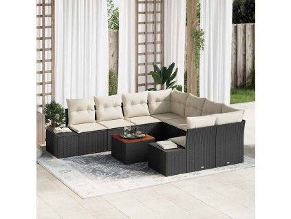 Sada zahradních pohovek 9 pcs Černá a bílá 3356605