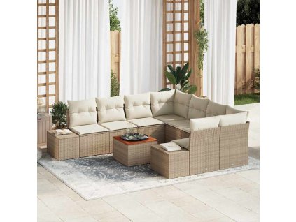 Sada zahradních pohovek 9 pcs Béžová a krémová polyratan 3356608