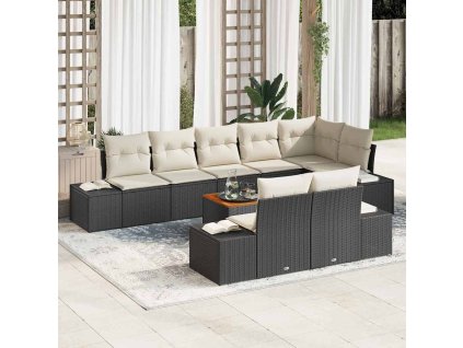 Sada zahradních pohovek 9 pcs Černá a bílá 3356640