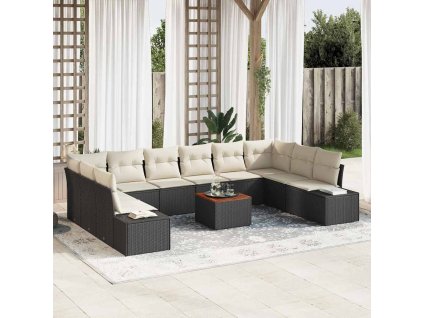 Sada zahradních pohovek 11 pcs Černá a bílá 3356675