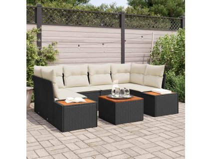 Sada zahradních pohovek s polštářem 6 pcs Černá Poly ratan 3356702