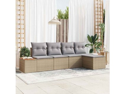 Sada zahradních pohovek 5 pcs Béžová a Světle šedá Poly Ratan 3356735