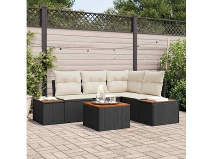 Sada zahradních pohovek 4 pcs Černá a krémová Polyratan 3356747