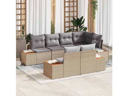 Sada zahradních pohovek 7 pcs Béžová a Světle šedá Polyratan 3356775