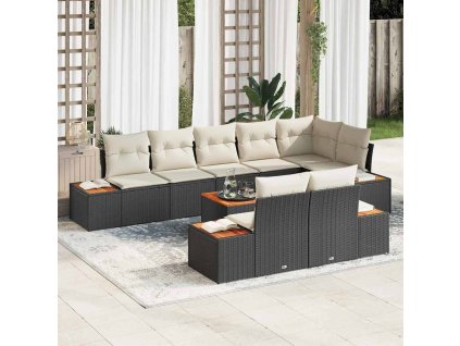 Sada zahradních pohovek 9 pcs Černá a krémová Poly ratan 3356782