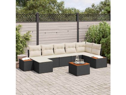 Sada zahradních pohovek 8 pcs Černá a krémová Poly Ratan 3356802