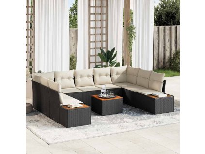 Sada zahradních pohovek 5 pcs Černá a krémová Polyratan 3356837