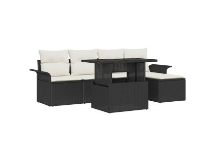 Sada zahradních pohovek s polštářem 8 pcs Černá Poly ratan 3357060