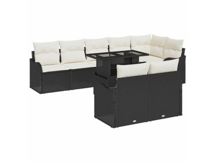Sada zahradních pohovek s polštářem 9 pcs Černá Poly Ratan 3357220