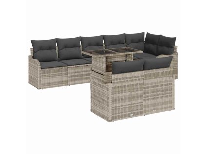 Sada zahradních pohovek 9 pcs Světle šedá Poly Ratan 3357225