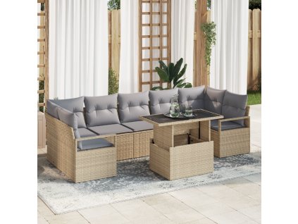 8dílná zahradní sofa souprava s polštáři Béžová Poly Ratan 3357513