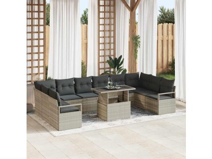 Sada zahradních pohovek 11 pcs Světle šedá polyratan 3357635