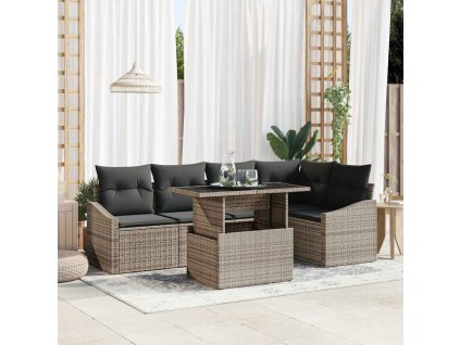 Sada zahradních pohovek s polštářem s úložištěm 6 pcs Šedá 3357742