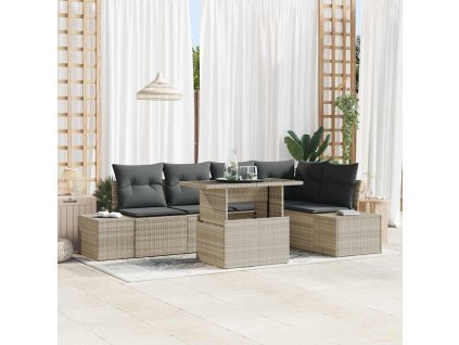 Sada zahradních pohovek 6 pcs Světle šedá Poly ratan 3357925