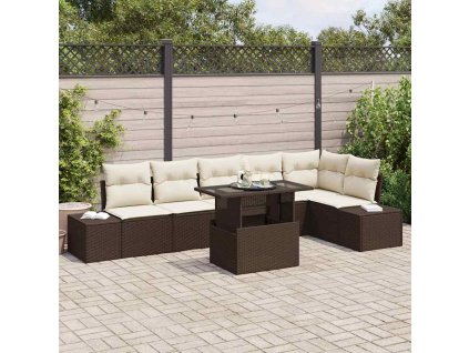 Sada zahradních pohovek s úložištěm 7 pcs Hnědá Poly ratan 3357931