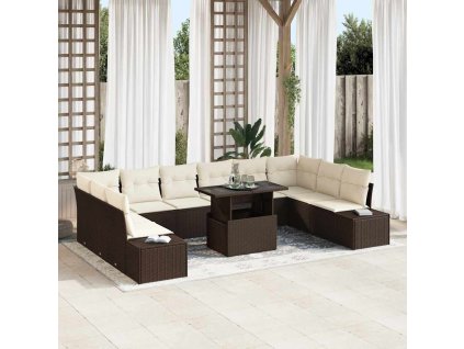 Sada zahradních pohovek s úložištěm 11 pcs Hnědá Poly ratan 3357991