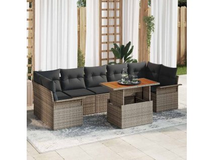 Sada zahradních pohovek s úložištěm 8 pcs Šedá Poly ratan 3358036