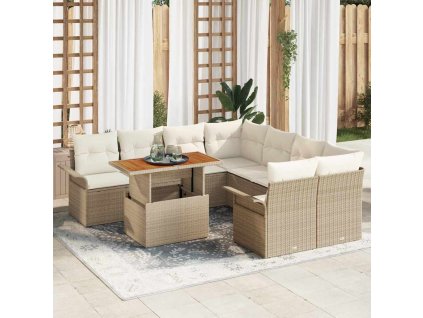 Sada zahradních pohovek s úložištěm 9 pcs Béžová Poly ratan 3358052