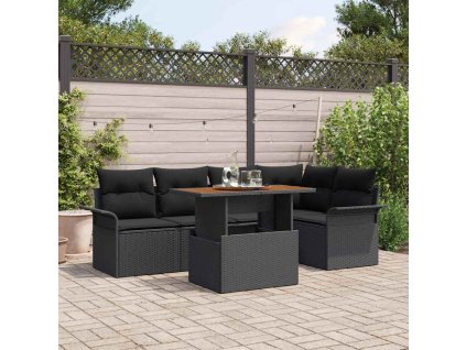 Sada zahradních pohovek s úložištěm 6 pcs Černá Poly ratan 3358074