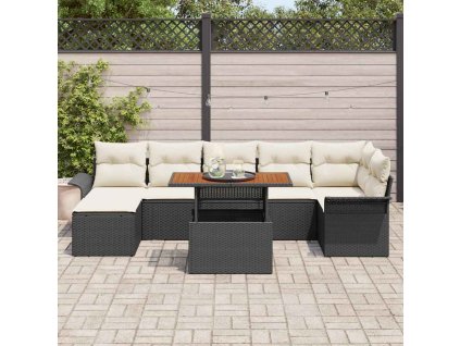 Sada zahradních pohovek s úložištěm 8 pcs Černá Poly ratan 3358098