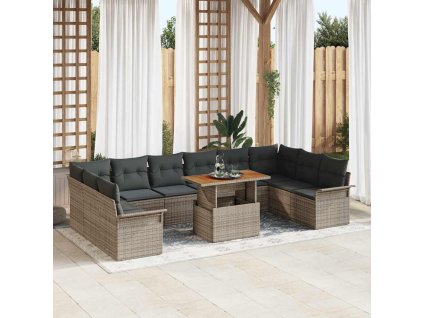 Sada zahradních pohovek s úložištěm 11 pcs Šedá Poly ratan 3358120