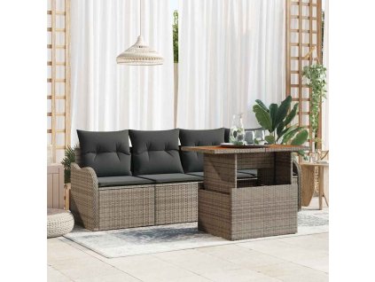 Sada zahradních pohovek s úložištěm 5 pcs Šedá polyratan 3358127