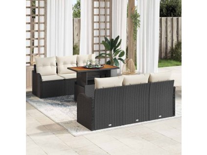 Sada zahradních pohovek s úložištěm 7 pcs Černá Poly ratan 3358140