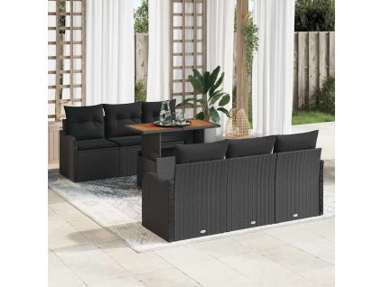 Sada zahradních pohovek s úložištěm 7 pcs Černá Poly ratan 3358144