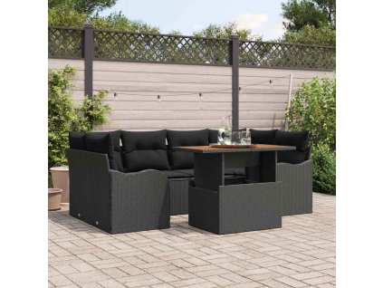 Sada zahradních pohovek s úložištěm 7 pcs Černá Poly ratan 3358151