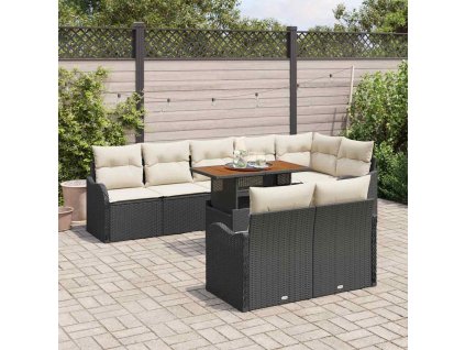 Sada zahradních pohovek s úložištěm 9 pcs Černá Poly ratan 3358210