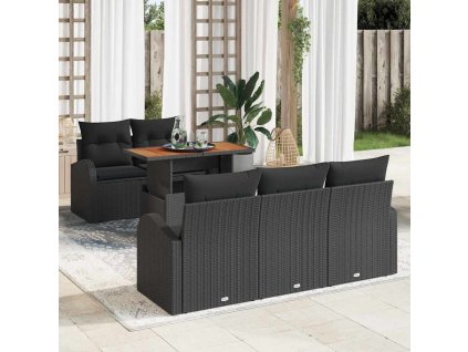 Sada zahradních pohovek s úložištěm 6 pcs Černá Poly ratan 3358263