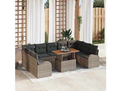 Sada zahradních pohovek s úložištěm 10 pcs Šedá Poly ratan 3358365