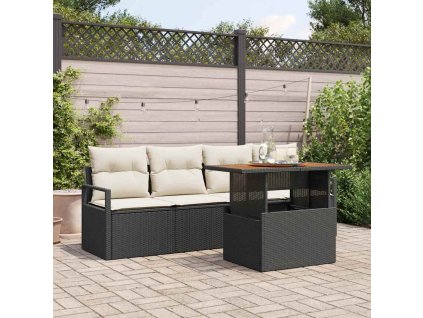 Sada zahradních pohovek s úložištěm 5 pcs Černá Poly ratan 3358378