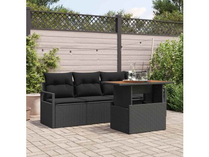 Sada zahradních pohovek s úložištěm 5 pcs Černá Poly ratan 3358382