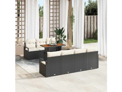 Sada zahradních pohovek s úložištěm 8 pcs Černá Poly ratan 3358406