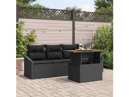 Sada zahradních pohovek s úložištěm 5 pcs Černá Poly ratan 3358508