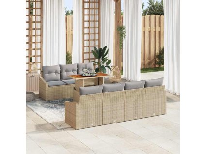 Sada zahradních pohovek s úložištěm 8 pcs Béžová Poly ratan 3358534