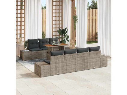 Sada zahradních pohovek s úložištěm 8 pcs Šedá Poly ratan 3358659