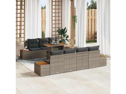 Sada zahradních pohovek s úložištěm 8 pcs Šedá Poly ratan 3358778