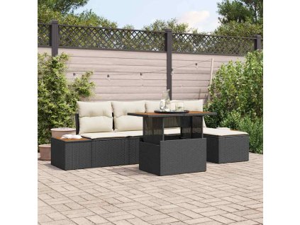 Sada zahradních pohovek s úložištěm 6 pcs Černá Poly ratan 3358796