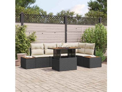 Sada zahradních pohovek s úložištěm 6 pcs Černá Poly ratan 3358806