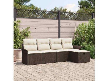 Sada zahradních pohovek 5 pcs Hnědá a krémová polyratan 3358857