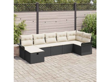 Sada zahradních pohovek 7 pcs Černá a krémová polyratan 3358896