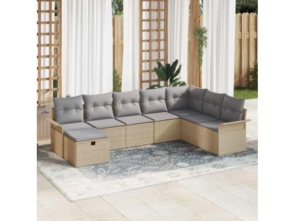 Sada zahradních pohovek 8 pcs Béžová a Světle šedá polyratan 3358929