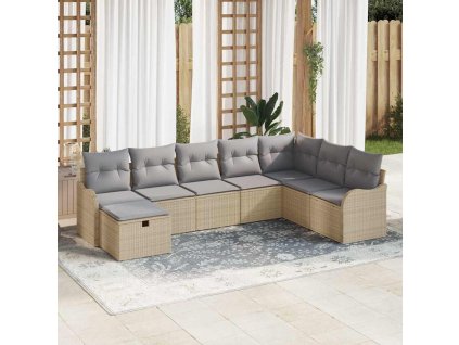 Set pohovek s polštářem Béžová a Světle šedá polyratan 3359029