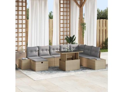 Sada zahradních pohovek 11 pcs Béžová Poly ratan 3359897