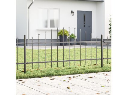 Zahradní plot s obloukovým vrcholem, šedý, 6,8x0,75 m, ocel 3360106