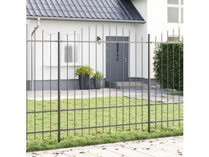 Zahradní plot s obloukovým vrškem šedý 8,5x1,75 m ocel 3360116
