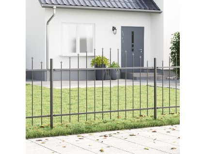 Zahradní plot s obloukovým vrcholem, šedý, 10,2 x 1 m, ocel 3360119